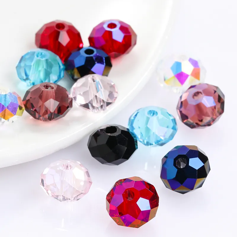 Xichuan 6/8 Mm Perhiasan Dekorasi Garmen Grosir Dalam Jumlah Besar Kualitas Tinggi K9 Batu Kristal Kaca Datar Bulat Strass Rondelle Manik-manik