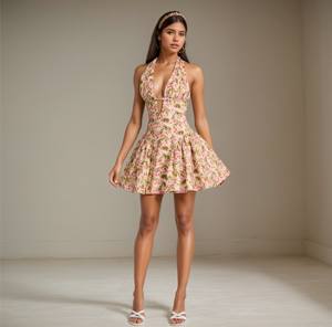 2025 элегантное сексуальное платье для выпускного вечера с цветочным принтом для женщин Пышное Платье в стиле принцессы Элегантное летнее платье - Product Image 1