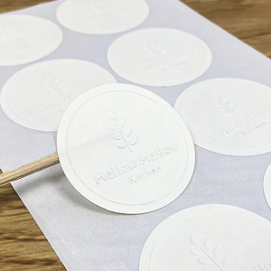 Tùy chỉnh kết cấu giấy <span class=keywords><strong>3D</strong></span> dập nổi trắng vòng Sticker cao cấp tự dính lời mời đám cưới phong bì con dấu Sticker - Product Image 3