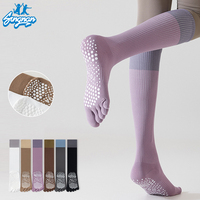 Fitness professionnel longues jeunes filles Tube chaussettes course à sauter corde cinq doigts chaussettes couleur Pure fantaisie Compression chaussette