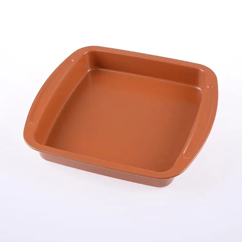 Baking tools Orange non-stick carbon steel baking pan Square cake bread pizza snow crumble cookie