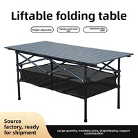 Table pliante d'extérieur en aluminium réglable en hauteur, portable pour pique-nique, camping, stand de camping, table de camping pliable type « Egg Roll »