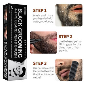 Ensemble de stylos de remplissage de barbe noirs et bruns personnalisables pour hommes Kit de teinture de barbe avec brosse de haute qualité lapiz corector de barba - Product Image 6