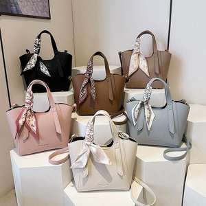 Luxury and high-quality women's PU bag with lychee pattern silk handbag - Product Image 1