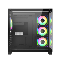 Desain baru Casing komputer Gaming 3 sisi panel kaca Tempered Casing PC modis kipas RGB Led Casing Cpu ATX Casing kabinet Pc