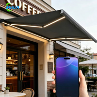 Auvent rétractable électrique à cassette complète avec télécommande, auvent extérieur imperméable pour restaurant, café, villa