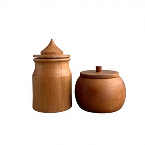 Tarro de Miel de Madera Hecho a Mano con Tapa Abatible Hermética, Apto para Lavavajillas, Calentable, Contenedor Multifuncional Minimalista para Almacenamiento de Alimentos - Product Image 2