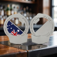 Décapsuleur de bière en alliage de zinc plaqué argent avec logo émaillé drapeau australien, personnalisé pour la cuisine et la collection de cadeaux