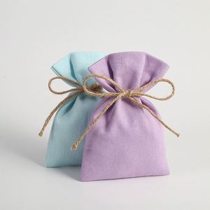 Pochettes personnalisées en coton avec cordon de serrage 8x10cm, sacs cadeaux souples en toile, 4 couleurs, pour bijoux, bonbons, emballage, cadeaux de mariage, pochettes de fête - Product Image 4