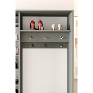 Perchero moderno gris antracita para colocar sobre la puerta con espejo y almacenamiento multifuncional para zapatos - Product Image 6