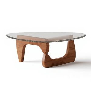 NKAHS Modern Nordic Eco-Friendly Small Coffee <b>Table</b> Rubberwood <b>Top</b> Tempered Glass <b>Solid</b> <b>Wood</b> Base for Living Room Home Furniture - Product Image 5