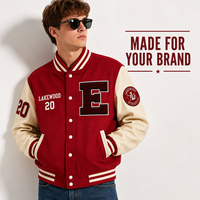 Blouson universitaire en cuir d'hiver coupe oversize et carrée, faible MOQ, broderie lourde personnalisée, épaules tombantes, style Letterman, OEM