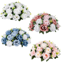 Centres de table pour mariage Décoration de table Roses florales artificielles rouges bleues écologiques Boules de fleurs en soie
