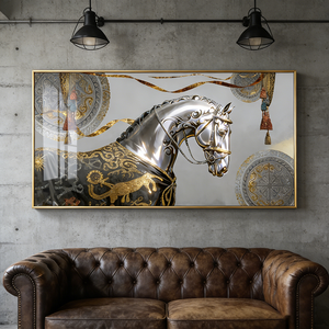 Quadro <span class=keywords><strong>in</strong></span> Cristallo e Porcellana con LED, Decorazione Personalizzata per Soggiorno, Grande Formato, Immagine di Cavallo Bianco - Product Image 4