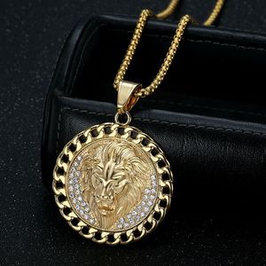Collar con Colgante de Cabeza de León yunnique, Acero Inoxidable, Chapado en Oro, Joyería Hip Hop para Hombre, Cadena Cubana, Diseño del Zodiaco Animal - Product Image 1