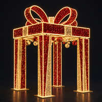Nouveau design 2026 – Arche lumineuse 3D en acier certifiée CE RoHS pour l'extérieur, motif boîte cadeau de Noël, idéale pour l'affichage en place publique