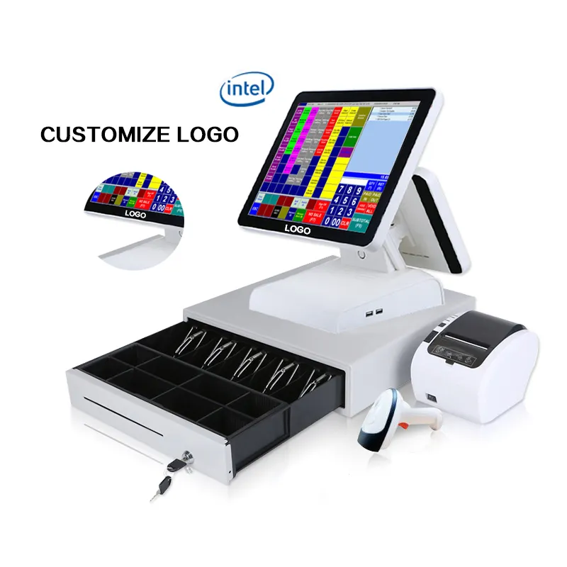 Terminal Pos Murah 15 "/Mesin Pos/Sistem Pos Layar Sentuh untuk Restoran dengan Printer Termal