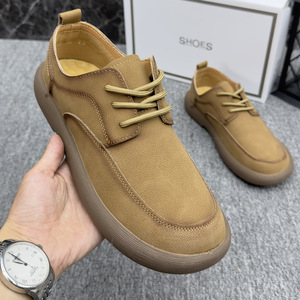 Nouvelles chaussures décontractées rétro pour hommes, mocassins d'affaires en cuir véritable, semelle épaisse, tendance de la mode, bout rond, doublure en PU, semelle extérieure en caoutchouc - Product Image 5