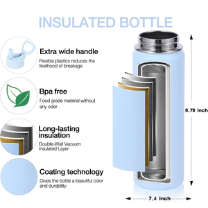 Newest Design Bpa Free Sports Bottle Stainless Steel Insulated 32oz Water Bottle with Anti Dust Straw Lid - Product Image 4