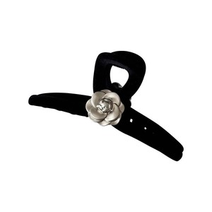 Mode mat gris <span class=keywords><strong>camélia</strong></span> pince à cheveux élégant velours fleur mâchoire griffe poignée pour les femmes 13CM - Product Image 4