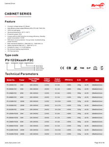 Controlador de Tira LED para Gabinete de 100W con Voltaje Constante PF 0.95, Certificación CE/CB/FCC/RoHS, Convertidor 100-240VAC-DC 12V 24V, Fuente de Alimentación LED Delgada IP20 - Product Image 5