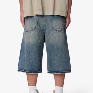 Pantalones cortos de mezclilla para hombre con pedrería, novedad 2026, multicolor, con cristales incrustados, holgados, de pierna ancha, con dobladillo sin rematar, estilo streetwear - Product Image 3