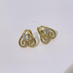 ต่างหูแบบเปิดรูปหัวใจลายเรขาคณิตสไตล์เรโทร ชุบทองบนทองเหลือง ประดับเพชรซิคอน สำหรับผู้หญิง จาก Tianyu Gems - Product Image 5