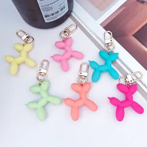 Unique Design Fashion Balloon Dog Soft Rubber Dog Keychain Women's Bag Pendant Key Ring Keychain