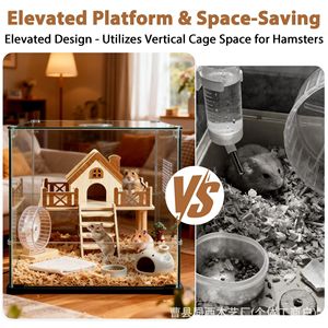 Casa de Madera para Hámster con Escaleras, Villa Multifuncional para Actividades de Mascotas, para Hámsters Pequeños, Uso en Interiores - Product Image 3