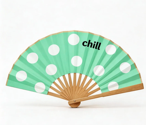 Abanicos Plegables Grandes Personalizados con Impresión UV Reactiva, Abanico de Bambú Plegable de 13 Pulgadas, Abanico Grande para Eventos - Product Image 2