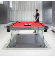 Table de billard professionnelle en verre cristal transparent pour salle de jeux à domicile, 7ft, 8ft, 9ft, durable, haut de gamme, usage commercial, en acier inoxydable