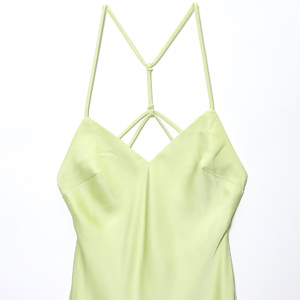 Autunno donna 2025 nuova moda <span class=keywords><strong>abito</strong></span> decorativo in raso con cinturino incrociato retrò Casual senza maniche elegante <span class=keywords><strong>abito</strong></span> femminile - Product Image 4