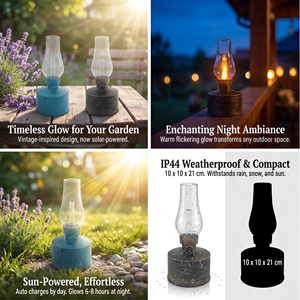 Lanterne solaire rétro pour jardin avec effet de flamme dansante, étanche IP44, lanterne vintage au kérosène pour <span class=keywords><strong>la</strong></span> décoration <span class=keywords><strong>des</strong></span> allées extérieures - Product Image 3