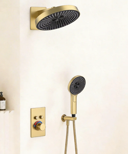 <b>Black</b> Gold <b>Shower</b> Valve Wall <b>Shower</b> <b>Set</b> Stainless Steel Ceramic Rainfall Jet Modern Concealed Single Handle Basin Mixer Faucet - Product Image 1