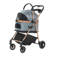 Poussette de luxe pour animaux de compagnie, pliable à une main, 4 roues, toutes saisons, écologique, portable, respirante, imperméable, avec rangement – Meilleures ventes