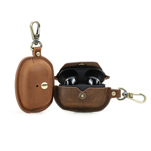 Funda Protectora para Auriculares Bluetooth Portátiles, Funda de Cuero Genuino de Alta Calidad con Gancho para Sony WF-1000XM5 - Product Image 1