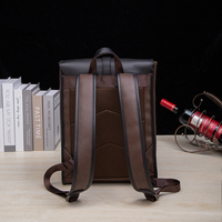 En stock Mochila para ordenador portátil de cuero PU Vintage para hombre con cierre de cremallera y forro de poliéster para uso en ordenador de oficina