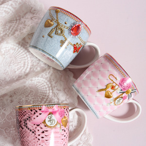 Leopard Print English <b>Coffee</b> <b>Mug</b> Home Breakfast Cup <b>Mugs</b> Milk Cutlery Ceramic Tableware <b>Set</b> - Product Image 2