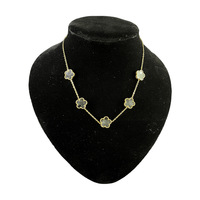Collar de Acero Inoxidable de Tres Piezas con Colgante de Trébol de Cinco Hojas, Chapado en Oro, Diseño Moderno y Popular