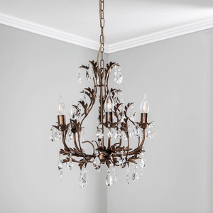 Lustre en laiton doré à feuilles de fleurs italiennes - Product Image 4