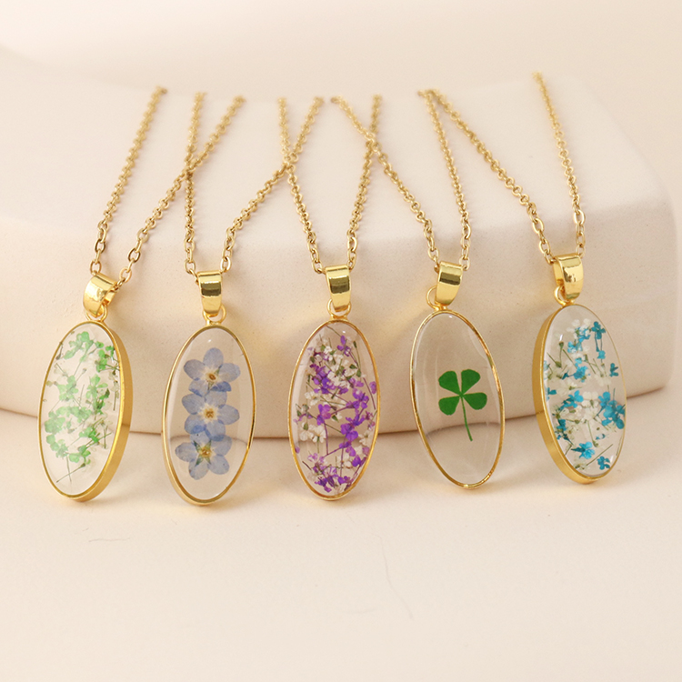人気のForget Me Notネックレスレジンネックレスドライフラワー