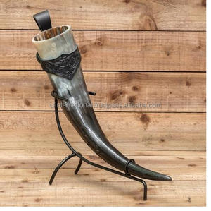 Uffalo-cuerno de beber con soporte de hierro, cuerno de beber de búfalo decorativo para el hogar a precio barato - Product Image 2