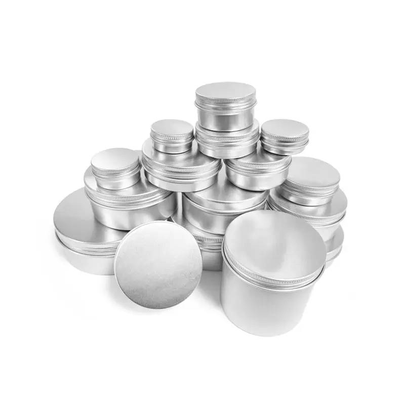 Wholesale 15Ml 5Ml 20Ml 150Ml Silvery Cylindrical Round Empty Storage Pot Aluminum Jar For Candle
