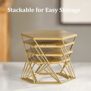 ชุดไรเซอร์สำหรับจัดแสดงบุฟเฟ่ต์ทรงหกเหลี่ยมทำจากทองเหลืองชุดจัดแสดงอาหาร - Product Image 5