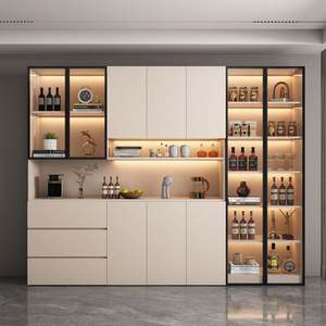 High-End Solid Wood Modern <b>Sideboard</b> & Wine Cabinet Combo for Home Bar <b>Kitchen</b> Dining/Living Spaces - Product Image 2