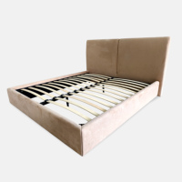 Modernes Deluxe Twin XL Doppelbett Villa Stoffbett Hotel Minimalistisches Verstellbares Edelstahl Cremefarbenes Modulares Bett