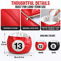 Fauteuil pouf en cuir PU imperméable, convertible en forme de billard, siège de canapé extra doux pour la lecture et les jeux