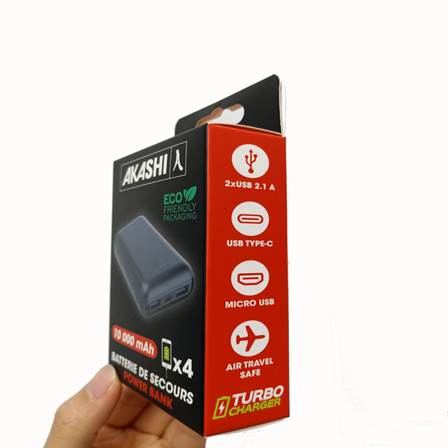 High Quality Wireless Charging Power Bank in Laminated Material UV Coating Paper Packaging Box for Mobile Battery Charger