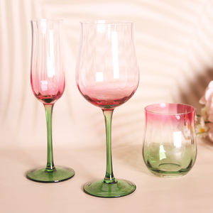 Collezione di Calici da Vino in Cristallo Fatti <span class=keywords><strong>a</strong></span> Mano Stile Europeo con Tulipani Rosa e Verdi Design Creativo della Fabbrica di Vetreria di Shanxi Nuovi Arrivi - Product Image 5