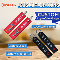 Porte-clés brodé sur le thème de l'aviation pour étiquette de bagage, identification de sac de cabine, accessoire de voyage personnalisé, chien panda